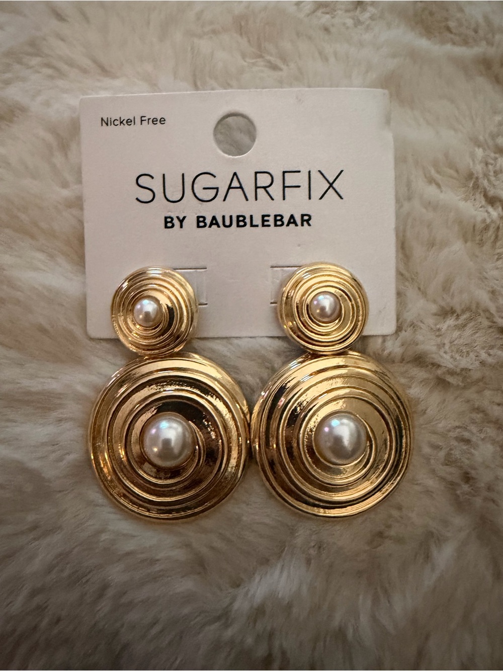 BaubleBar Gold-Tone Concentric Disc Earrings with Pearl Centers